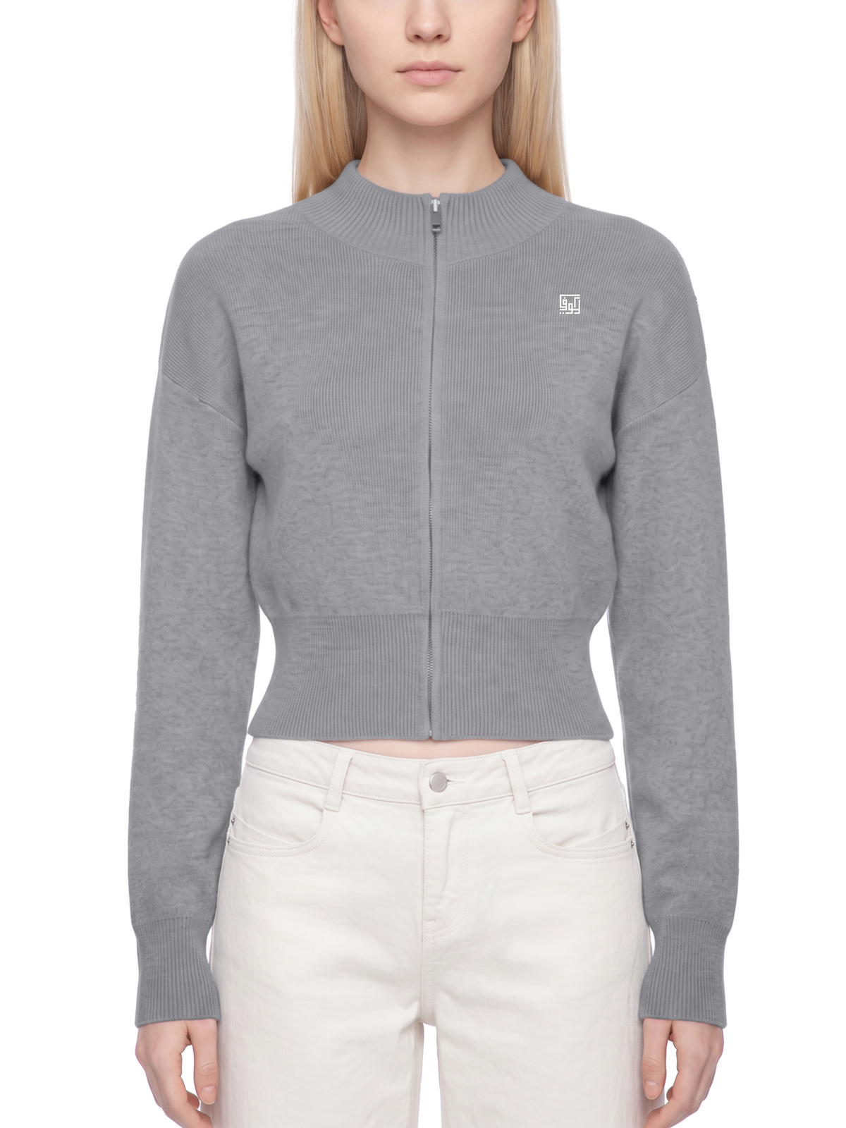 Kufic-Women’s Mock Neck Zip Up Cardigan